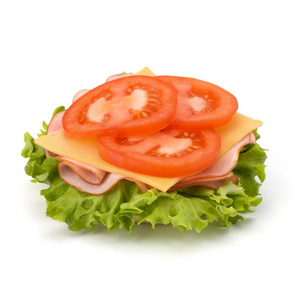 健康开放三明治，配生菜番茄烟熏火腿和奶酪