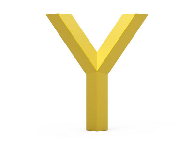 3d 渲染金色斜面字母 Y