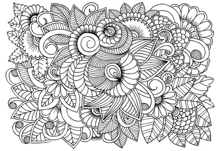 黑白花图案为着色 涂鸦花drawi插画 正版商用图片10qx0t 摄图新视界 黑白花图案为着色 涂鸦花drawi插画 正版商用图片10qx0t 摄图新视界