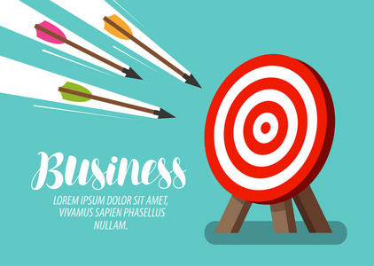 目标和飞行箭头.经营理念.矢量插图照片