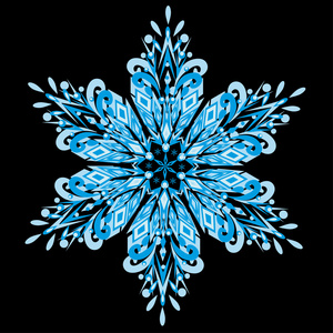 黑色背景上的矢量雪花照片