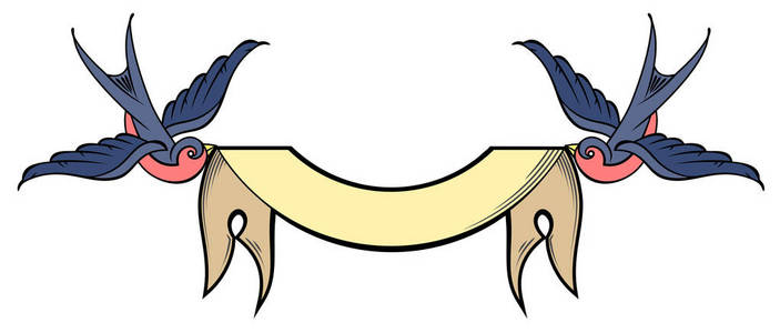 旧学校纹身风格的燕子形象