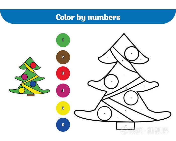 颜色按数字, 儿童教育游戏.着色页, 绘制儿童活动.