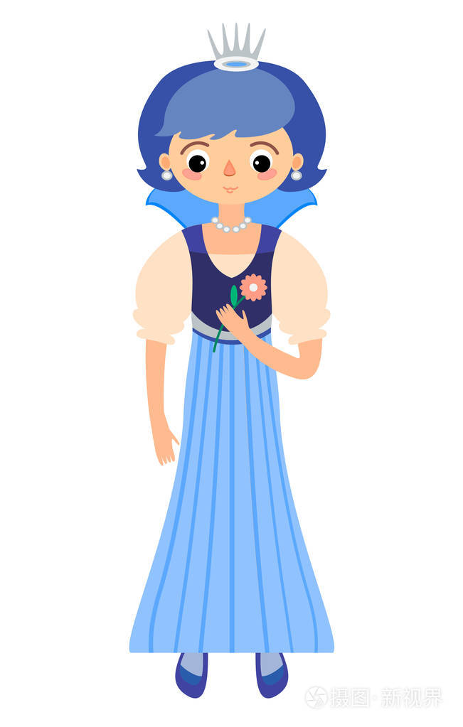 童话公主穿着蓝色礼服