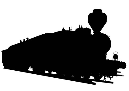白色背景的老式大型蒸汽机车