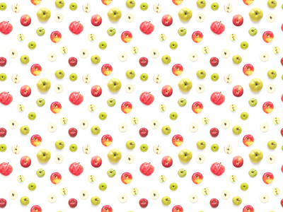 彩色苹果和石榴的食品无缝模式