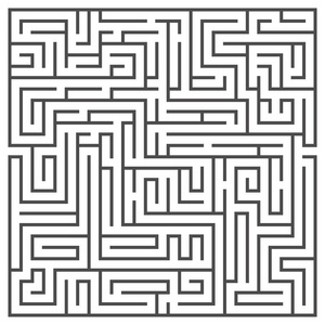 复杂程度正方形迷宫隔离在白色背景上.中等复杂程度照片