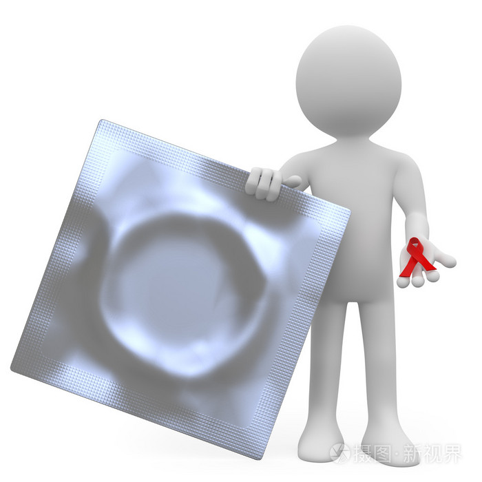 安全套在世界艾滋病日红丝带的人