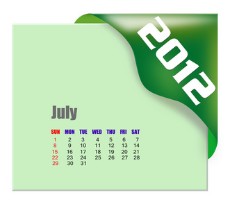 2012 年 7 月的日历