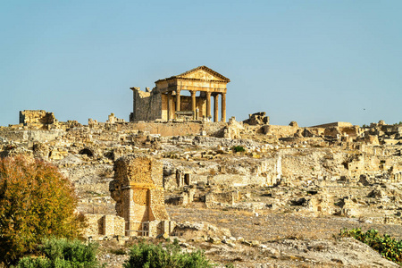 Dougga 的看法, 一个古罗马镇在突尼斯