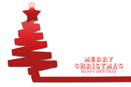 插图背景, 圣诞快乐新年贺卡与树枝的圣诞树白色背景