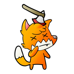 卡通死狐狸的矢量插图