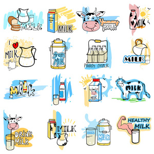 新鲜健康牛奶标签标签贴广告图片