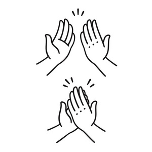 9月的两只手击掌, 在高五的手势简单的卡通风格隔离在白色照片