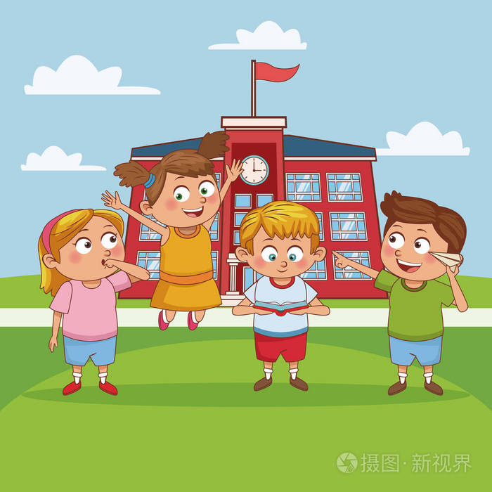 孩子在学校卡通
