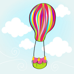 可爱的热气球在天空中飞翔