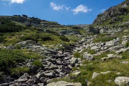 Rila Mountan 七 Rila 湖附近的河流景观