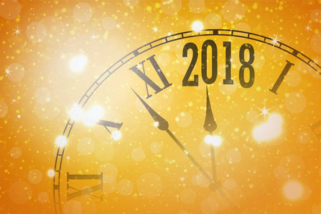 2018新年闪亮横幅与时钟
