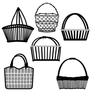编织篮子素描图片