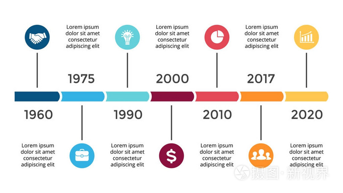矢量箭头圆时间线信息, 图图表, 图形表示.