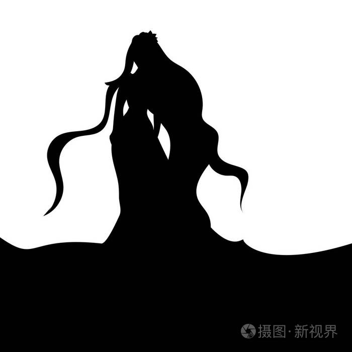 奈德河神剪影古代神话幻想插画 正版商用图片03j8hf 摄图新视界