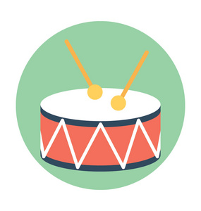 小军鼓图标滚筒平面矢量图标照片