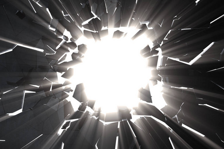 裂缝性3d 渲染有体积光线的开裂的地球抽象背景.