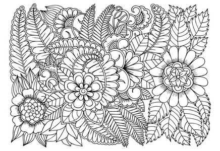 花图案为黑白相间的成人着色书 你能插画 正版商用图片10qxhl 摄图新视界 花图案为黑白相间的成人着色书 你能插画 正版商用图片10qxhl 摄图新视界