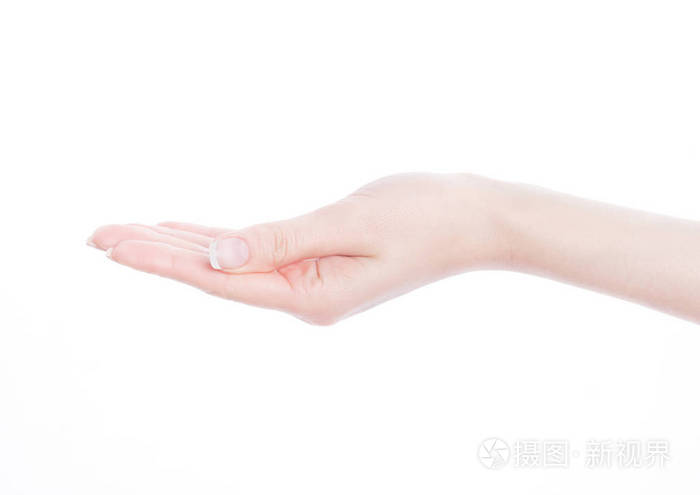 亲密的美丽的女人的手.手掌向上