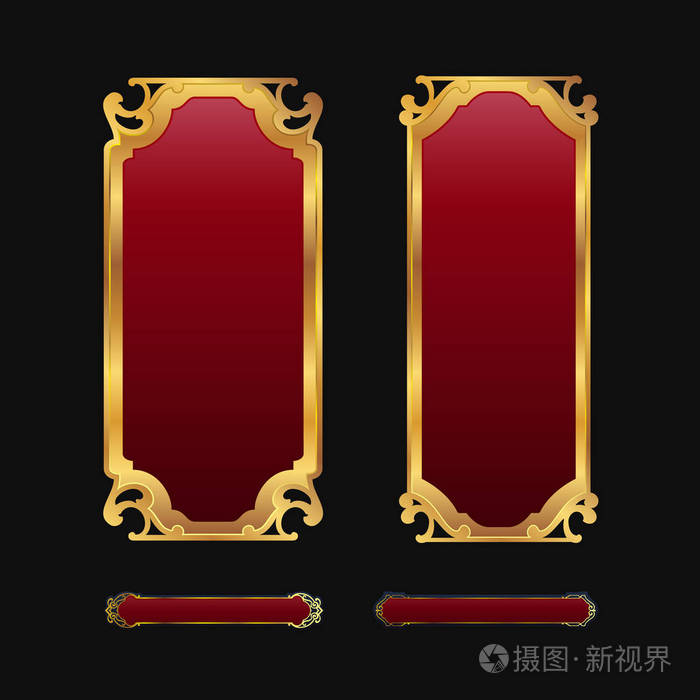 标签与3d 装饰红色金色框架收藏集