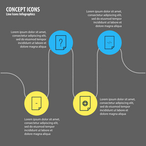 矢量图的 4 页图标。可编辑包问题 Html Munus 和其他元素