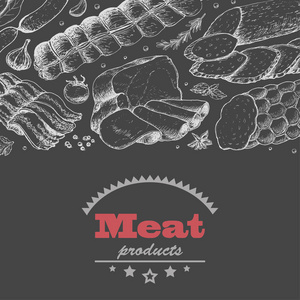 矢量背景与肉类产品