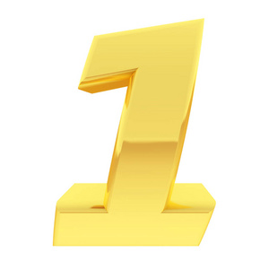 白色的渐变反射在白色上隔离的渐变反射的金色数字1照片