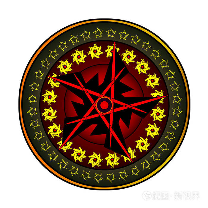 橙色精致图案的圆形装饰