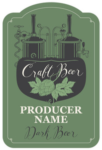 啤酒标签与啤酒花和啤酒生产线