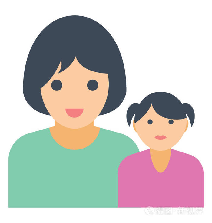 一个单身母亲和她的女儿单亲的概念