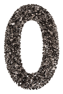 阿拉伯数字 0, 零, 从黑色的天然木炭, 孤立照片