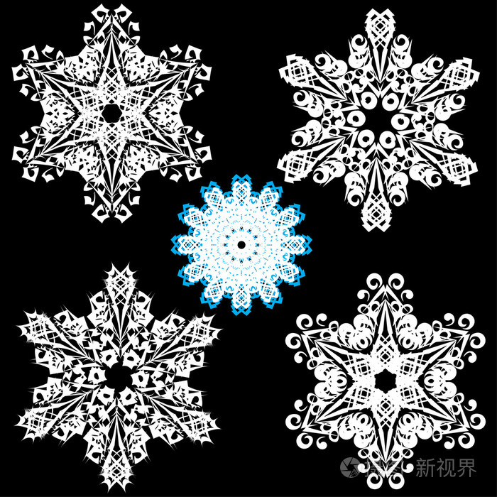 黑色背景上的矢量雪花插画-正版商用图片03k9js-摄图新视界