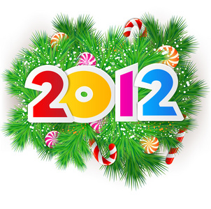 新年快乐，2012。矢量设计元素。