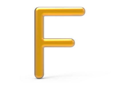 3d 渲染金属字母 F