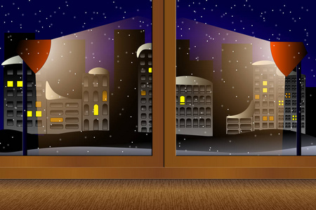 背景与夜冬天都市景观图片