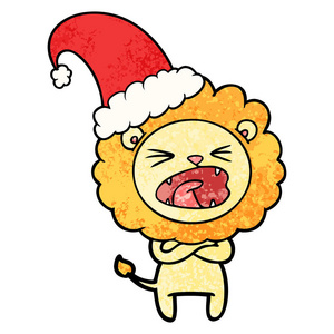 卡通愤怒的圣诞狮子