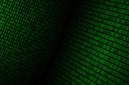 在黑色背景上由一组绿色数字组成的二进制代码的图像