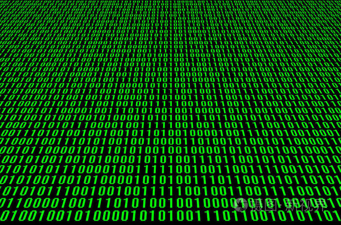 在黑色背景上由一组绿色数字组成的二进制代码的图像
