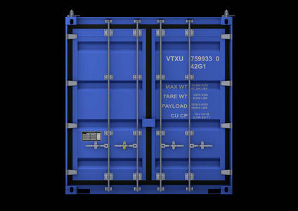 Iso 集装箱40英尺干面包车, 孤立渲染, 蓝色