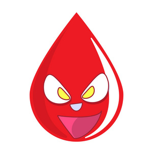 捐赠滴血徽标。献血者概念血图标。滑稽的献血字符