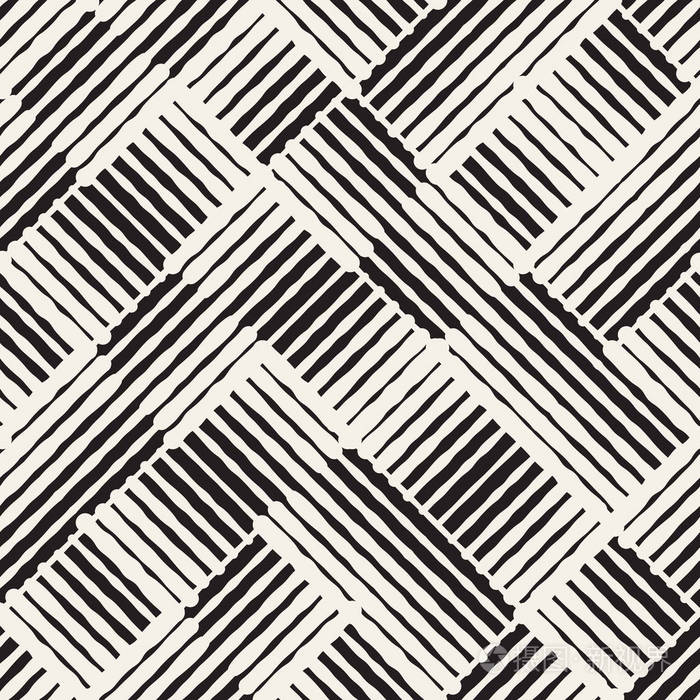 无缝抽象手绘图案矢量手绘线背景纹理墨刷笔画简单的几何设计