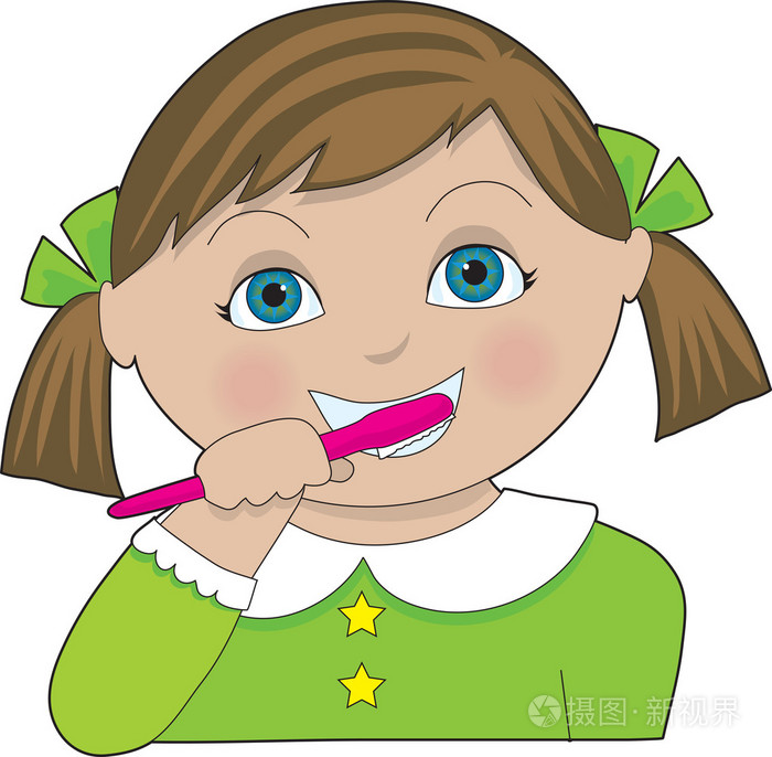 girl brushing teeth