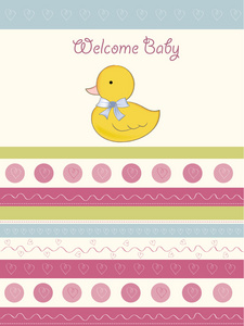 带鸭子的婴儿淋浴公告卡