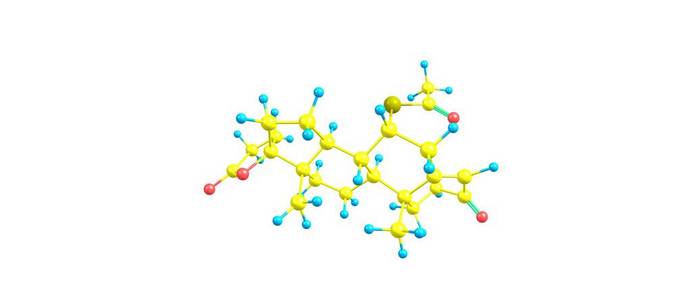 螺内酯分子结构在白色上分离图片